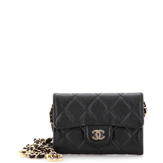 Chanel Classic Flap Chain Belt Bag Quilted Caviar Mini