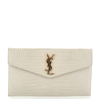 Saint Laurent Uptown Pouch Crocodile Embossed Leather