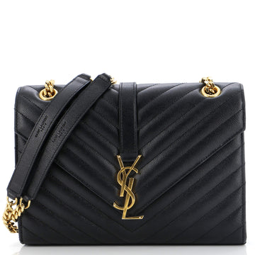 Saint Laurent Classic Monogram Envelope Satchel Matelasse Chevron Leather Medium