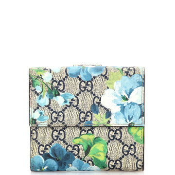 Gucci French Flap Wallet Blooms Print GG Coated Canvas
