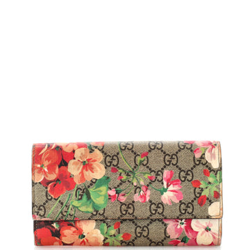 Gucci Continental Wallet Blooms Print GG Coated Canvas