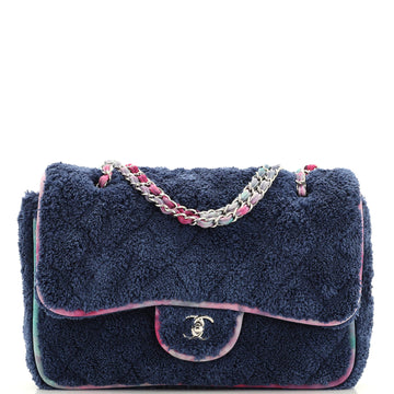 Chanel Classic Single Flap Bag Quilted Terry Cloth and Ribbon Jumbo