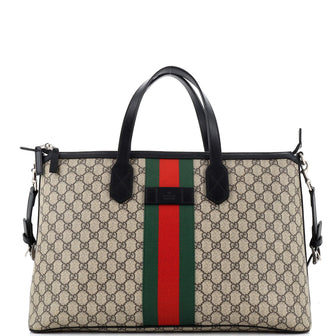 Gucci Web Duffle Bag GG Coated Canvas Medium