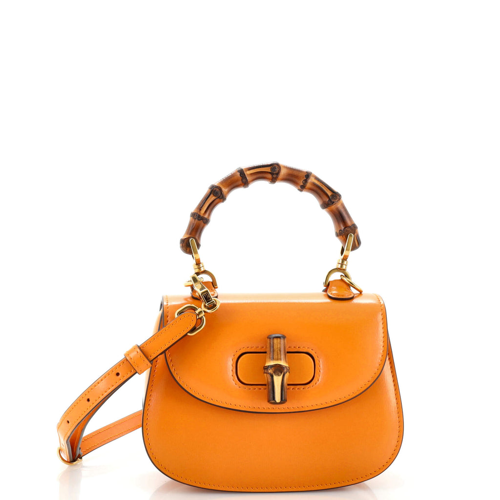 Gucci Bamboo 1947 Top Handle Bag Leather Mini Orange 2818903