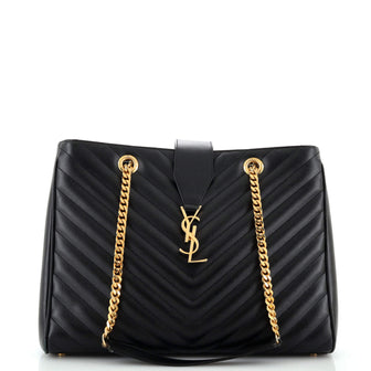 Saint Laurent Classic Monogram Shopper Matelasse Chevron Leather Large