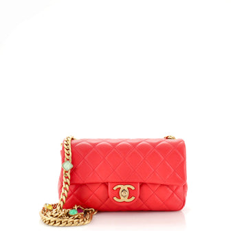 Chanel Pearl Samba Resin Chain Flap Bag Quilted Lambskin Mini