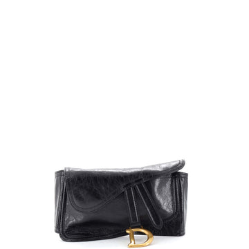 Christian Dior Saddle Double Buckle Belt Bag Leather