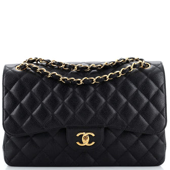 Chanel Classic Double Flap Bag Quilted Caviar Jumbo