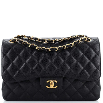 Chanel Classic Double Flap Bag Quilted Caviar Jumbo