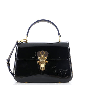 Louis Vuitton Cherrywood Handbag Vernis with Monogram Canvas PM