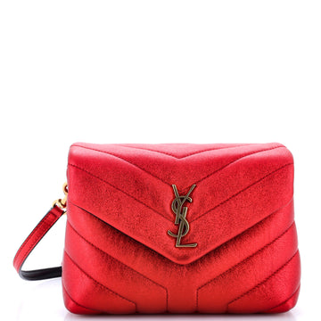 Saint Laurent Loulou Shoulder Bag Matelasse Chevron Glittered Suede Toy