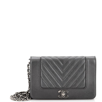 Chanel Mademoiselle Vintage Wallet on Chain Chevron Sheepskin