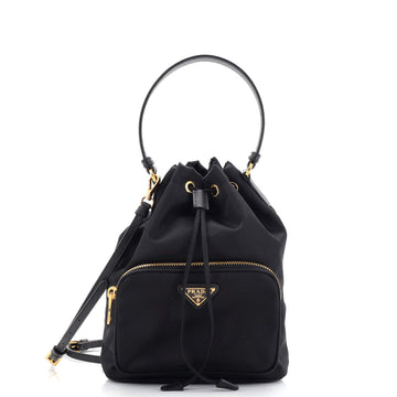 Prada Duet Drawstring Bucket Bag Tessuto Small
