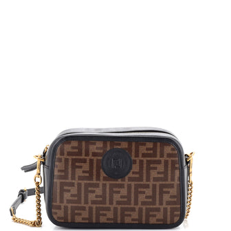 Fendi FF Logo Stamp Camera Bag Zucca Coated Canvas Small