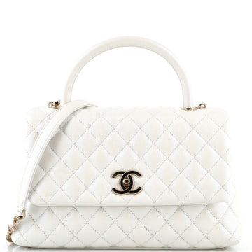 Chanel Coco Top Handle Bag Quilted Iridescent Caviar Small