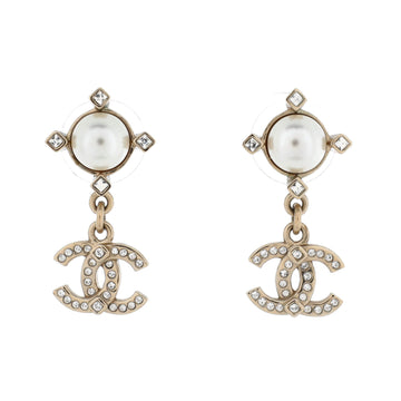 Chanel Geometric CC Drop Earrings Metal with Crystals and Faux Pearls