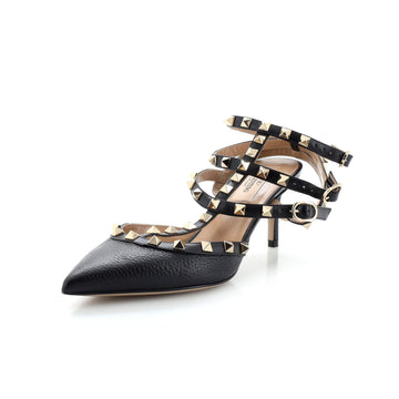 Valentino Garavani Women's Rockstud Caged Ankle Strap Pumps Leather 65