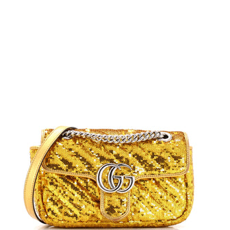 Gucci GG Marmont Flap Bag Diagonal Quilted Sequins Mini