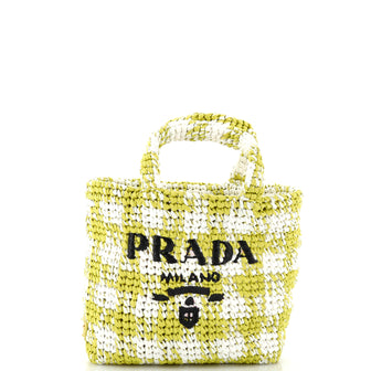 Prada Logo Tote Raffia Small