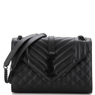 Saint Laurent Classic Monogram Envelope Satchel Mixed Matelasse Leather Medium