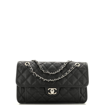 Chanel French Riviera Flap Bag Quilted Caviar Large