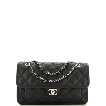 Chanel French Riviera Flap Bag Quilted Caviar Large