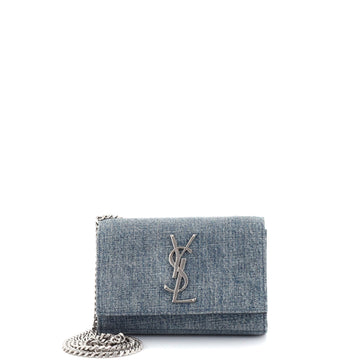 Saint Laurent Classic Monogram Crossbody Bag Denim Small