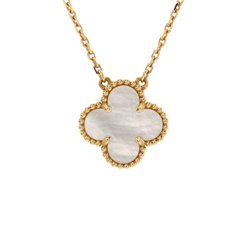 Van Cleef & Arpels Vintage Alhambra Pendant Necklace 18K Yellow Gold and Mother of Pearl