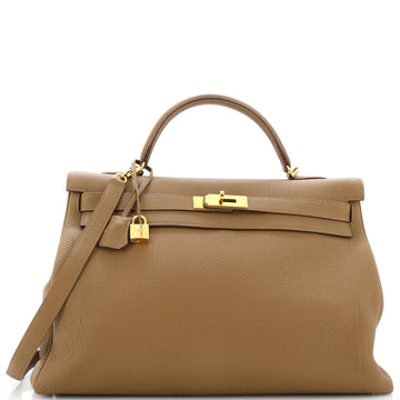 Hermes Kelly Handbag Brown Togo with Gold Hardware 40