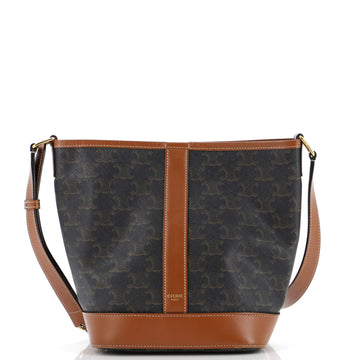 Celine Bucket Bag Triomphe Coated Canvas Small