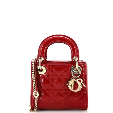 Christian Dior Lady Dior Chain Bag Cannage Quilt Patent Mini