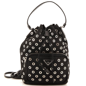 Prada Grommet Drawstring Bucket Bag Tessuto Medium