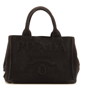 Prada Embossed Logo Canapa Convertible Tote Canvas Mini
