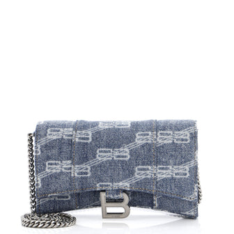 Balenciaga Hourglass Chain Wallet BB Monogram Denim
