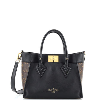 Louis Vuitton On My Side Tote Leather with Monogram Canvas PM