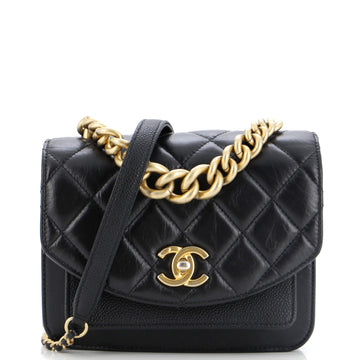 Chanel Chain Handle Flap Bag Quilted Calfskin with Caviar Mini