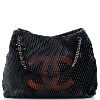 Chanel CC Logo Charm Tote Perforated Leather Large