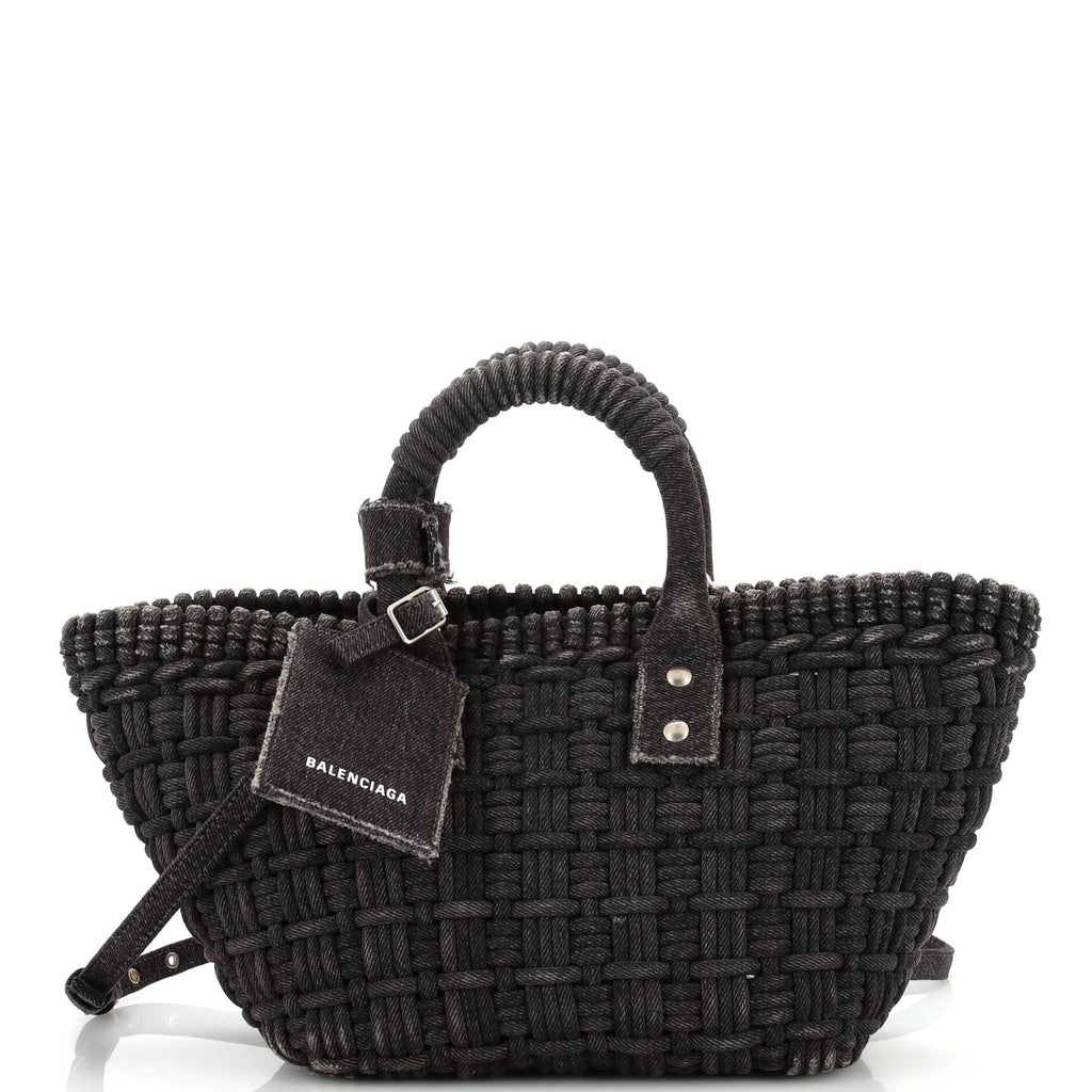 Balenciaga Bistro Panier Bag Woven Denim XS Black 2825251