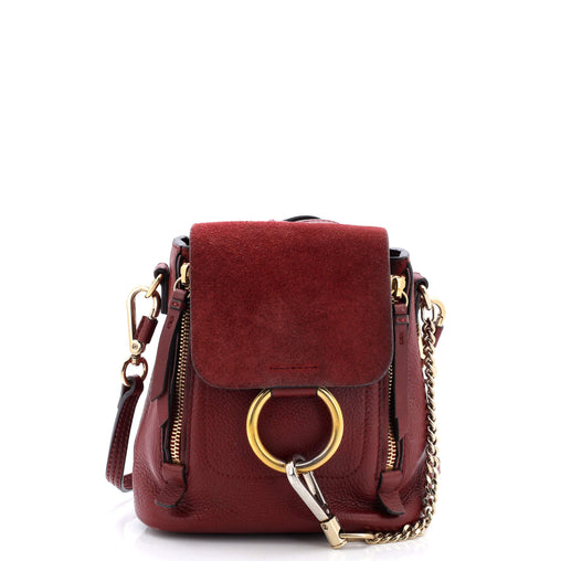 chloé mini faye leather & suede backpack Chloe Faye Backpack Leather and Suede Mini Red 2825291