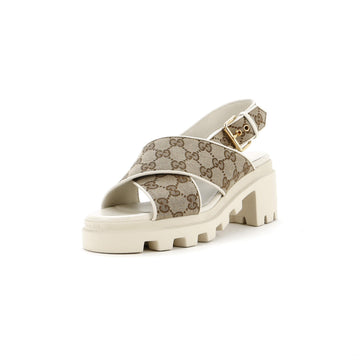 Gucci Women's Lug Sole Platform Slingback Sandals GG Canvas