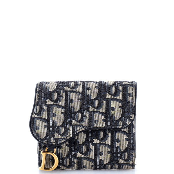 Christian Dior Saddle Flap Wallet Oblique Canvas Mini 282547