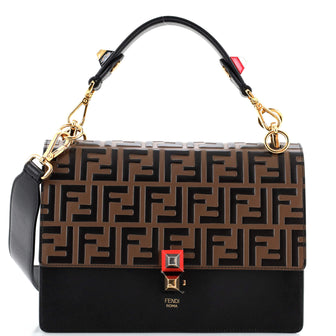 Fendi Kan U Shoulder Bag Zucca Embossed Leather Medium