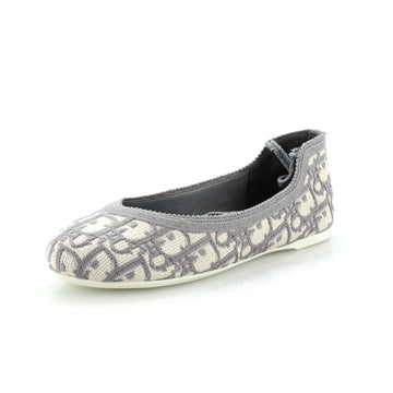 Christian Dior Women's Poeme Laced Ballerina Flats Oblique Canvas