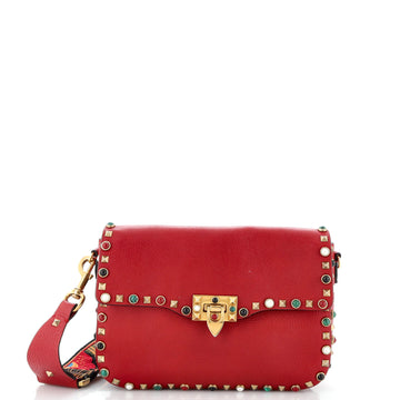 Valentino Garavani Rolling Rockstud Crossbody Bag Leather with Cabochons Medium