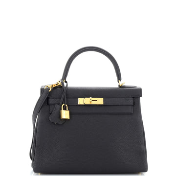 Hermes Kelly Handbag Black Togo with Gold Hardware 28