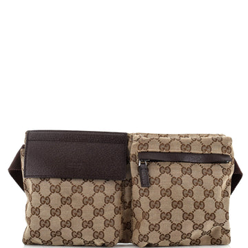 Gucci Vintage Double Belt Bag GG Canvas