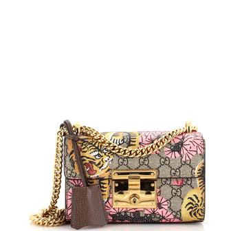 Gucci Padlock Shoulder Bag Bengal Print GG Coated Canvas Small
