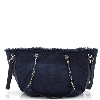 Chanel Double Face Deauville Tote Fringe Quilted Canvas Small