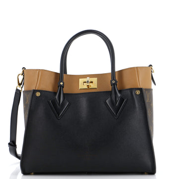 Louis Vuitton On My Side Tote Leather with Monogram Canvas MM