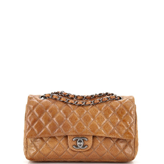 Chanel Classic Double Flap Bag Quilted Crinkled Patent Medium